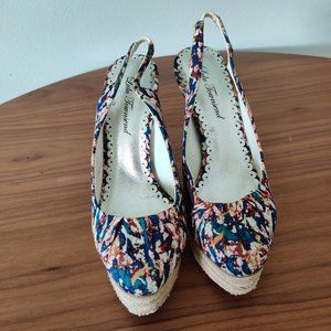 Lulu Townsend Confetti multi colored 4 inch slingback platform heels